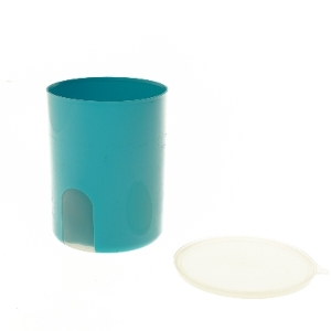 Plastbeholder med låg fra Tupperware (str. Ø 13x18 cm)