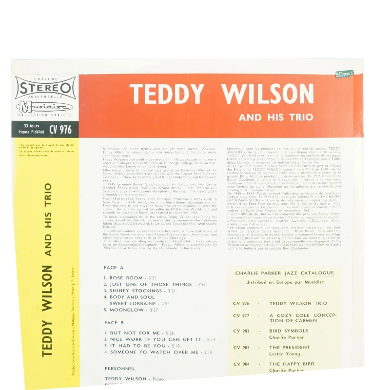 Teddy Wilson And His Trio Vinyl LP (str. 30 cm)