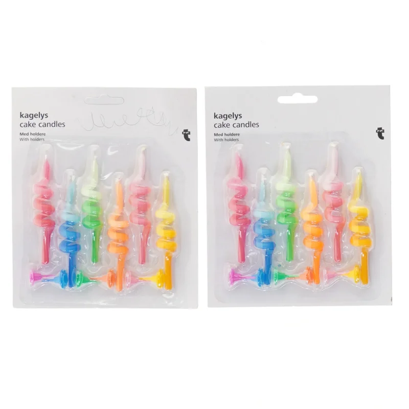 Farvede kagelys med holdere fra Tiger (str. lys 10 cm)