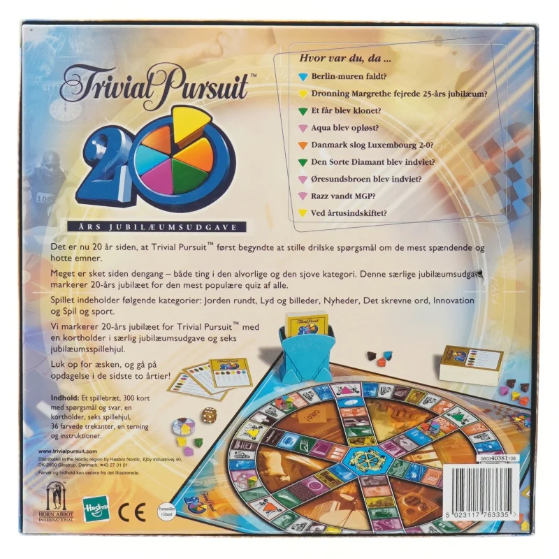 Trivial Pursuit 20-års Jubilæumsudgave fra Parker (str. 27x27 cm)