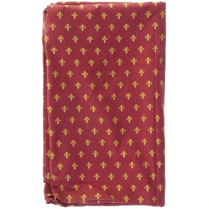 Rød dug med guldmotiv (str. 210x260 cm)