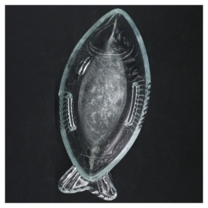 Glasfad formet som fisk (str. 22x10 cm)