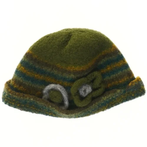 Uldhat med blomsterdetalje (str. Ø 28 cm)