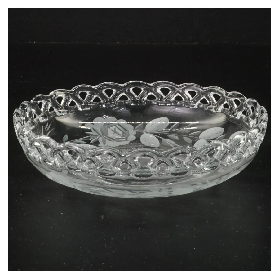 Dekoreret glasskål (str. Ø 16 cm)