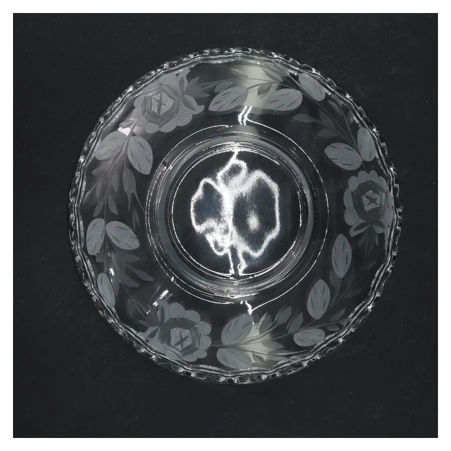 Dekoreret glasskål (str. Ø 16 cm)
