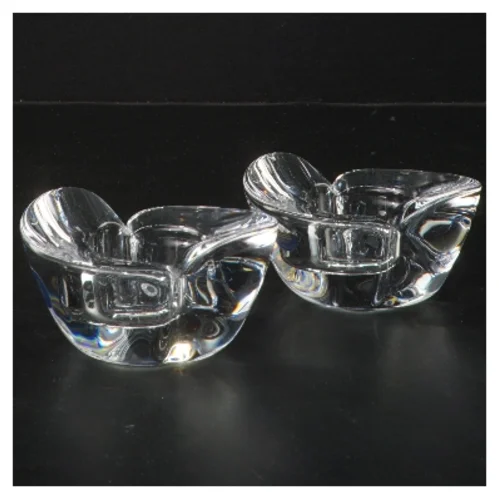 Gennemsigtige glaslysestager fra Royal Copenhagen (str. 2 stk 10,5 cm)