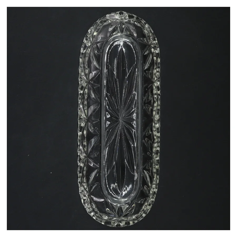 Glas skål med mønster (str. 24x9x3 cm)