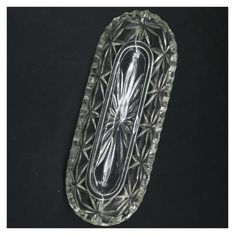 Glas skål med mønster (str. 24x9x3 cm)