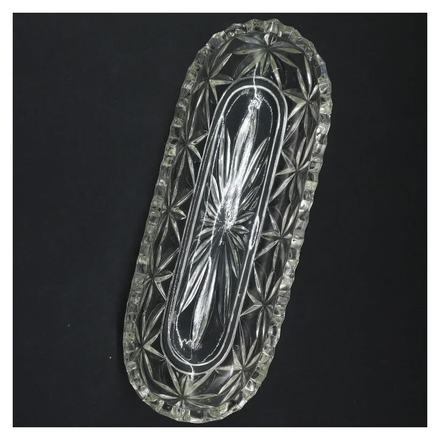 Glas skål med mønster (str. 24x9x3 cm)