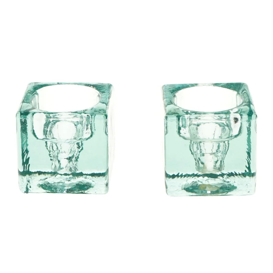 Glaslysestager, 2 stk. fra Wuf (str. 5,5x5,5 cm)