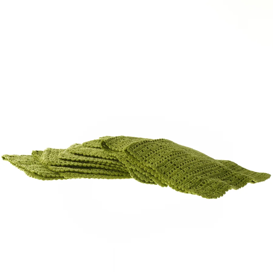 Hæklet grøn bomulds servietter (str. 26x36 cm)