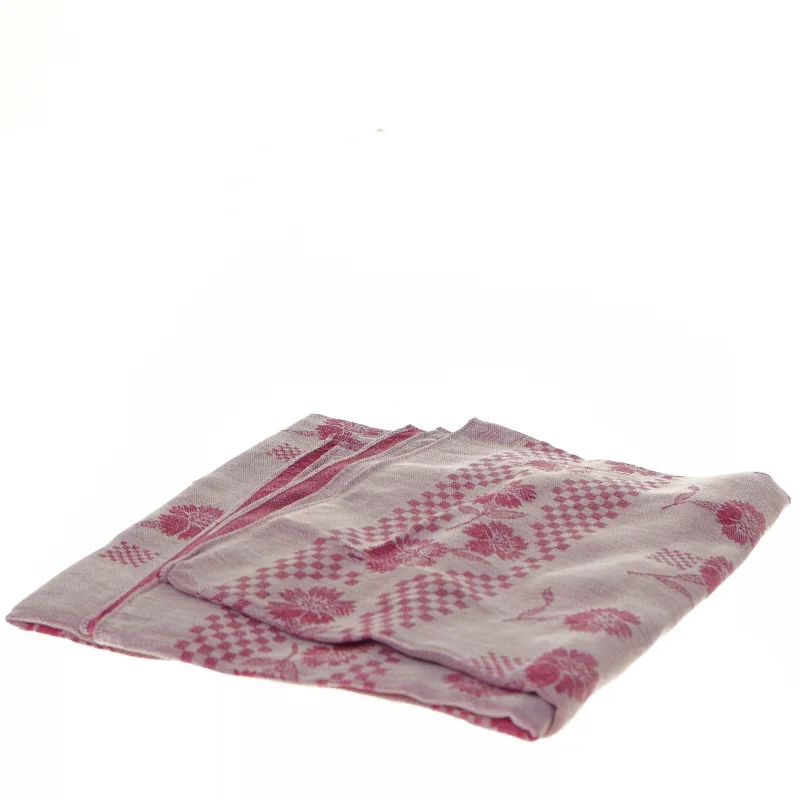 Rosa tekstil med blomsterdesign (str. 90x95 cm)