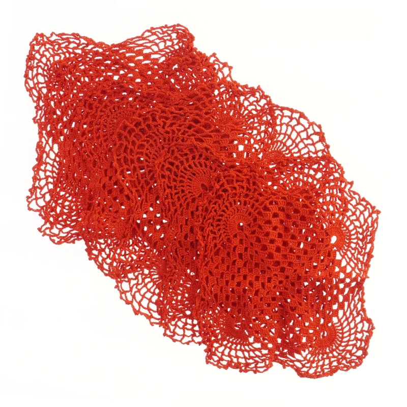 Røde hæklede servietter (str. 6 styk, 24x22 cm)