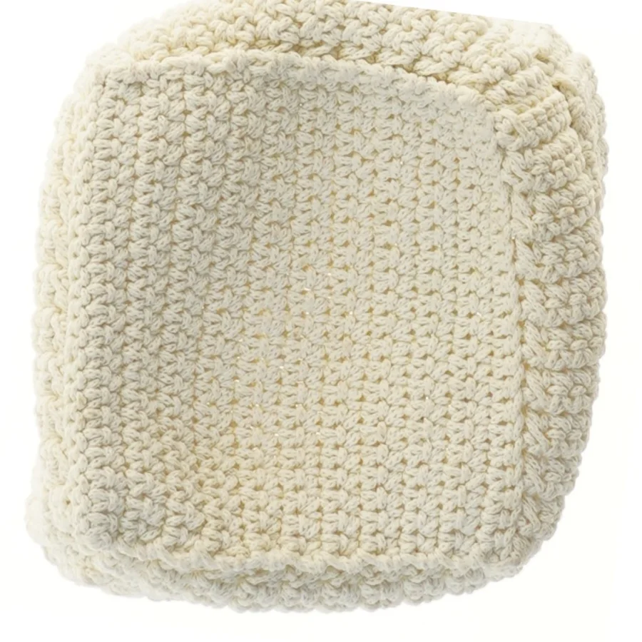 Hæklet opbevaringskurv (str. 15x15x8 cm)