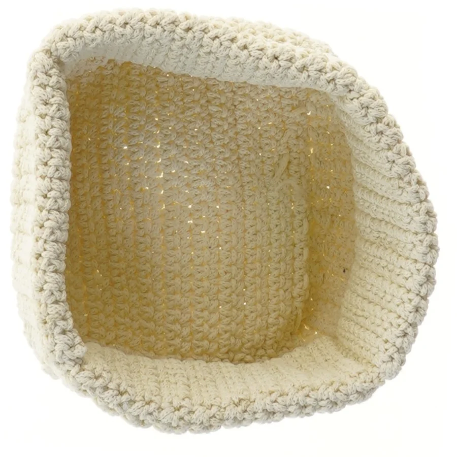 Hæklet opbevaringskurv (str. 15x15x8 cm)