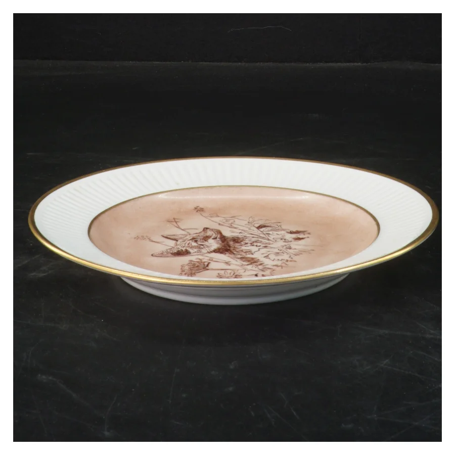 Dekorativ tallerken med ræv fra Royal Copenhagen (str. Ø 17,5 cm)