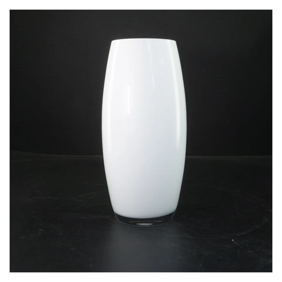 Høj vase med farverig dekoration (str. 25 cm)