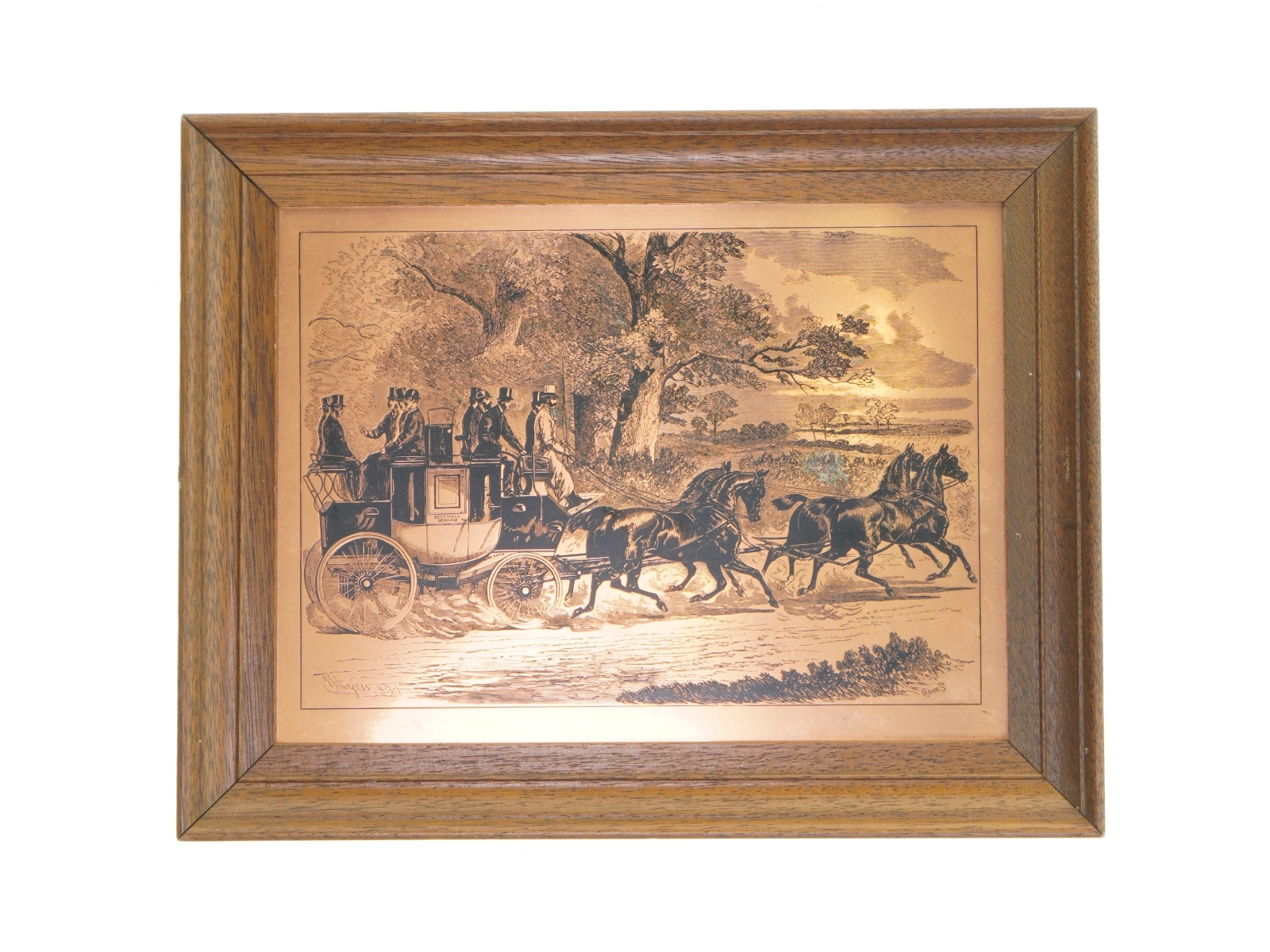 Indrammet tryk af hestevogn (str. 32x25 cm)