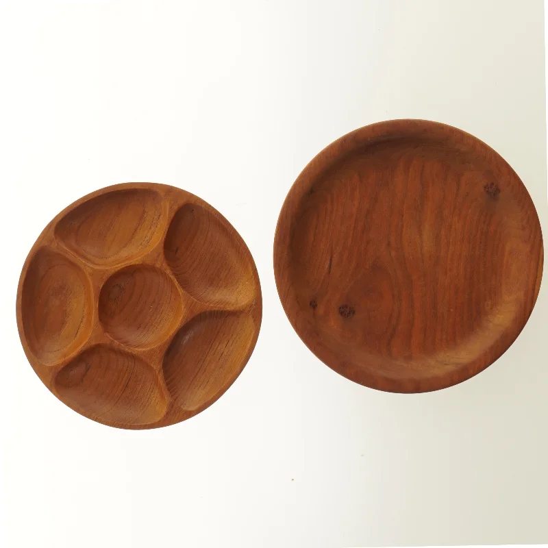 Runde fade i teak træ (str. 28&25,5 cm)