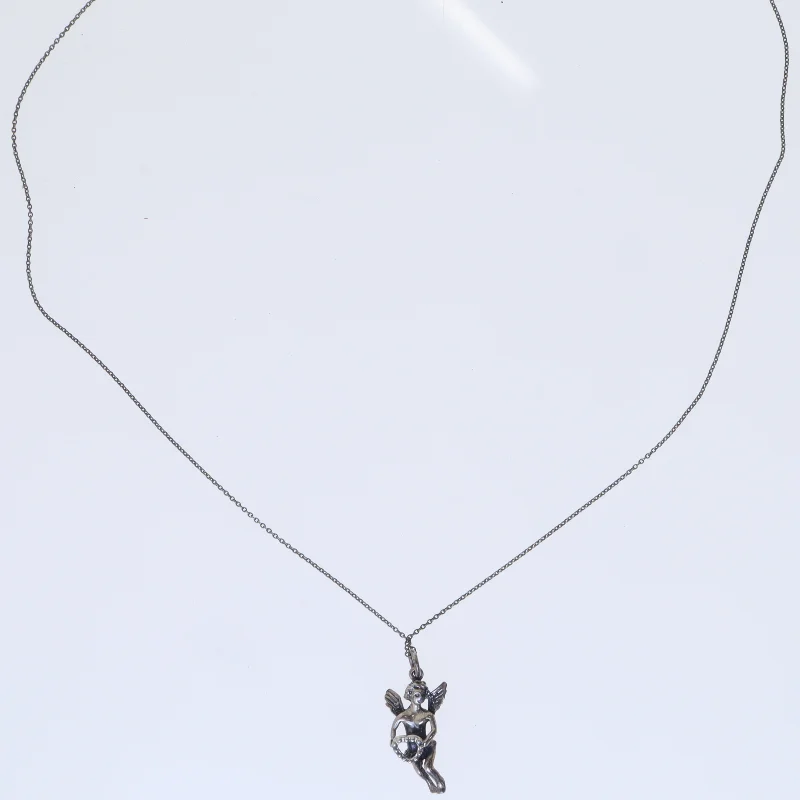 Sølvhalskæde med engle / engel vedhæng (str. 64 cm)