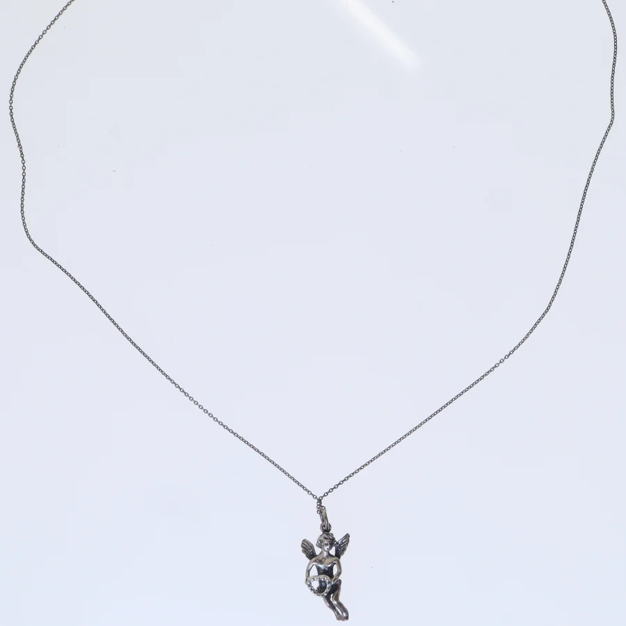 Sølvhalskæde med engle / engel vedhæng (str. 64 cm)