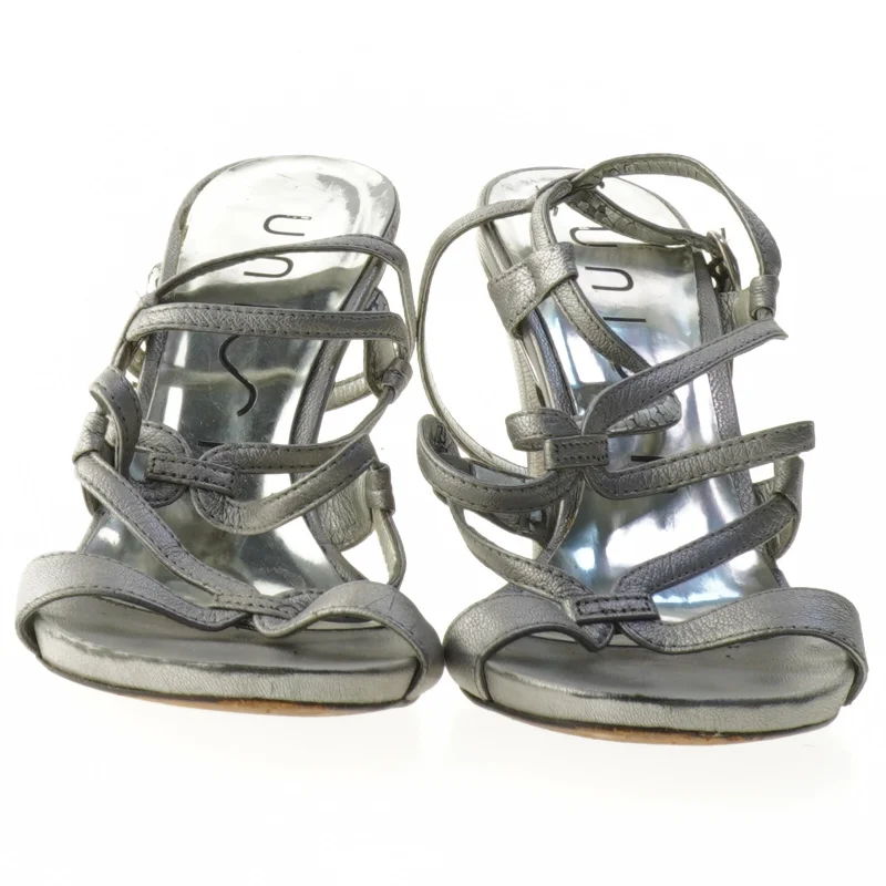 Unisa skind sølv sandaler med hæl (str. 39 )