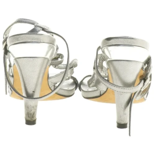 Unisa skind sølv sandaler med hæl (str. 39 )