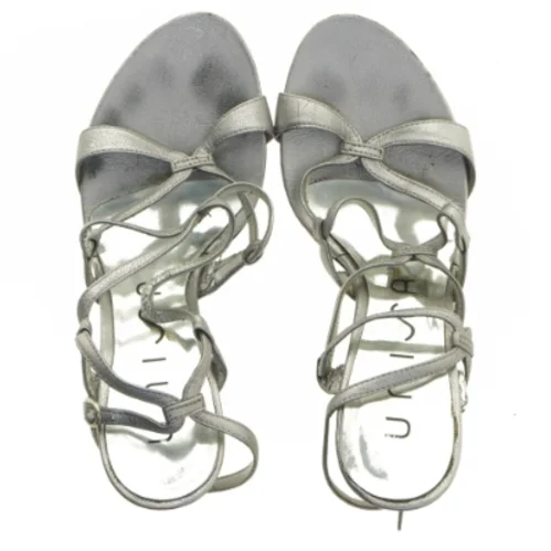 Unisa skind sølv sandaler med hæl (str. 39 )