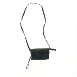 Sort læder skuldertaske (str. 12x4x19 cm)