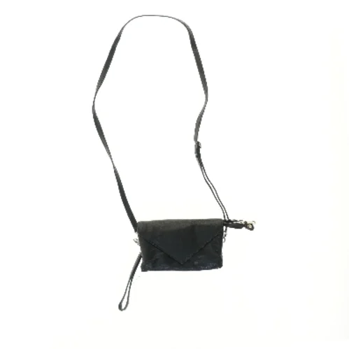 Sort læder skuldertaske (str. 12x4x19 cm)