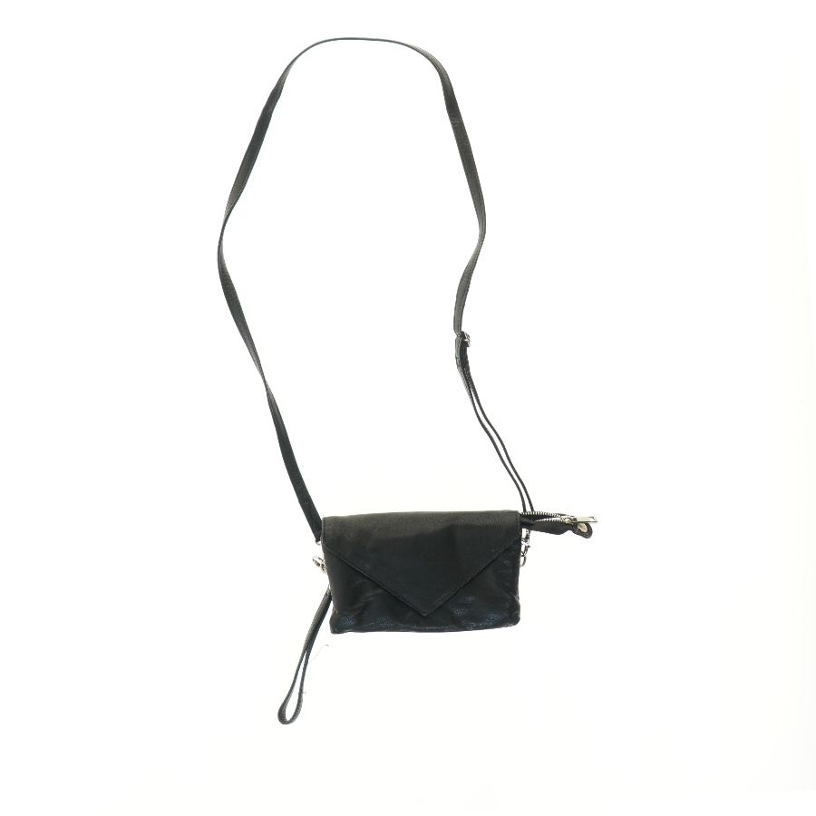 Sort læder skuldertaske (str. 12x4x19 cm)