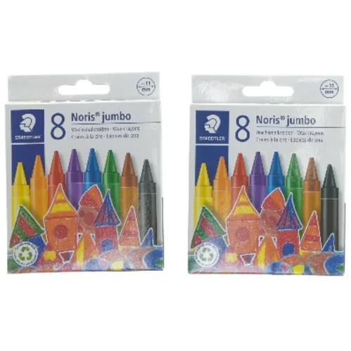 Voksfarver Staedtler Noris Jumbo 8 stk fra Staedtler (str. 2 stk 12,5x9,5 cm)