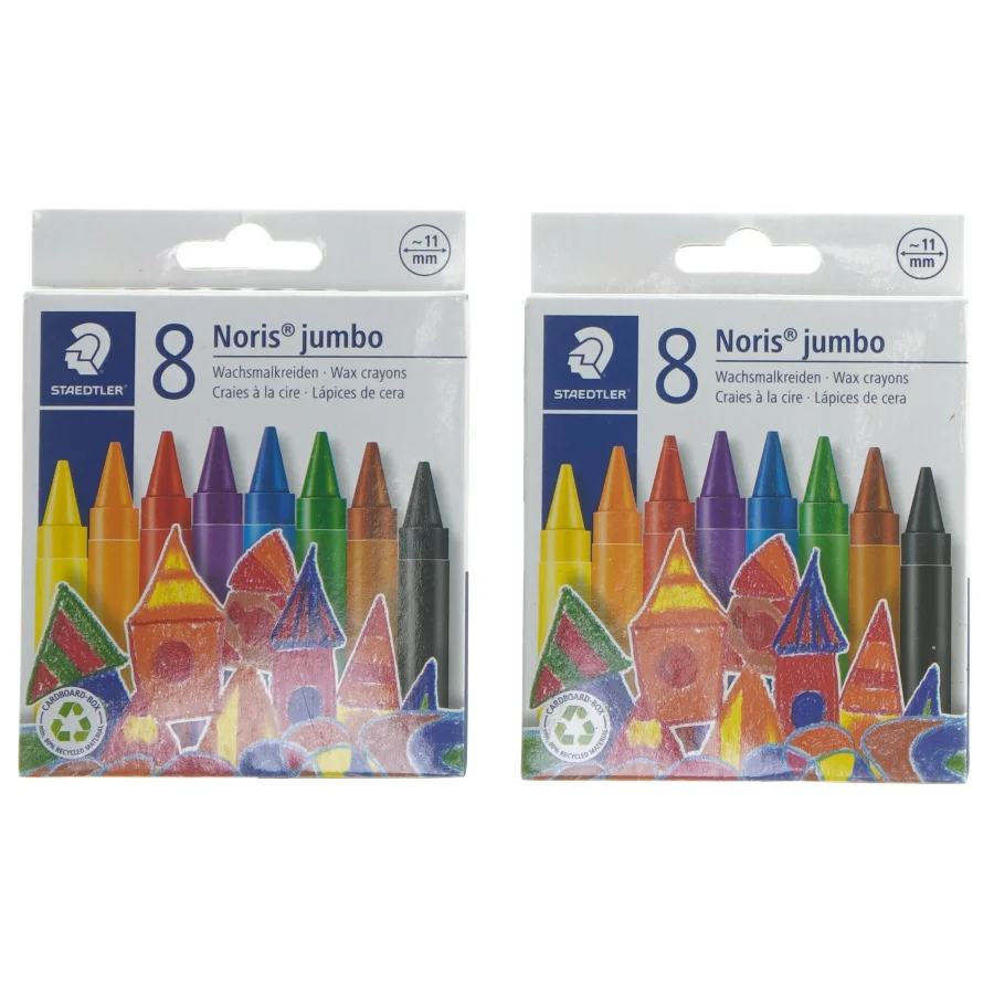 Staedtler Noris jumbo farvekridt, 8 stk fra Staedtler (str. 2 stk 12,5x9,5 cm)