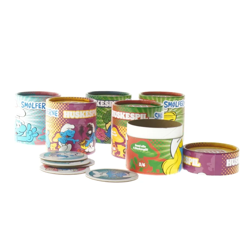 Smølf-verden huskespil fra Burger King (str. 6 stk 6x6 cm)