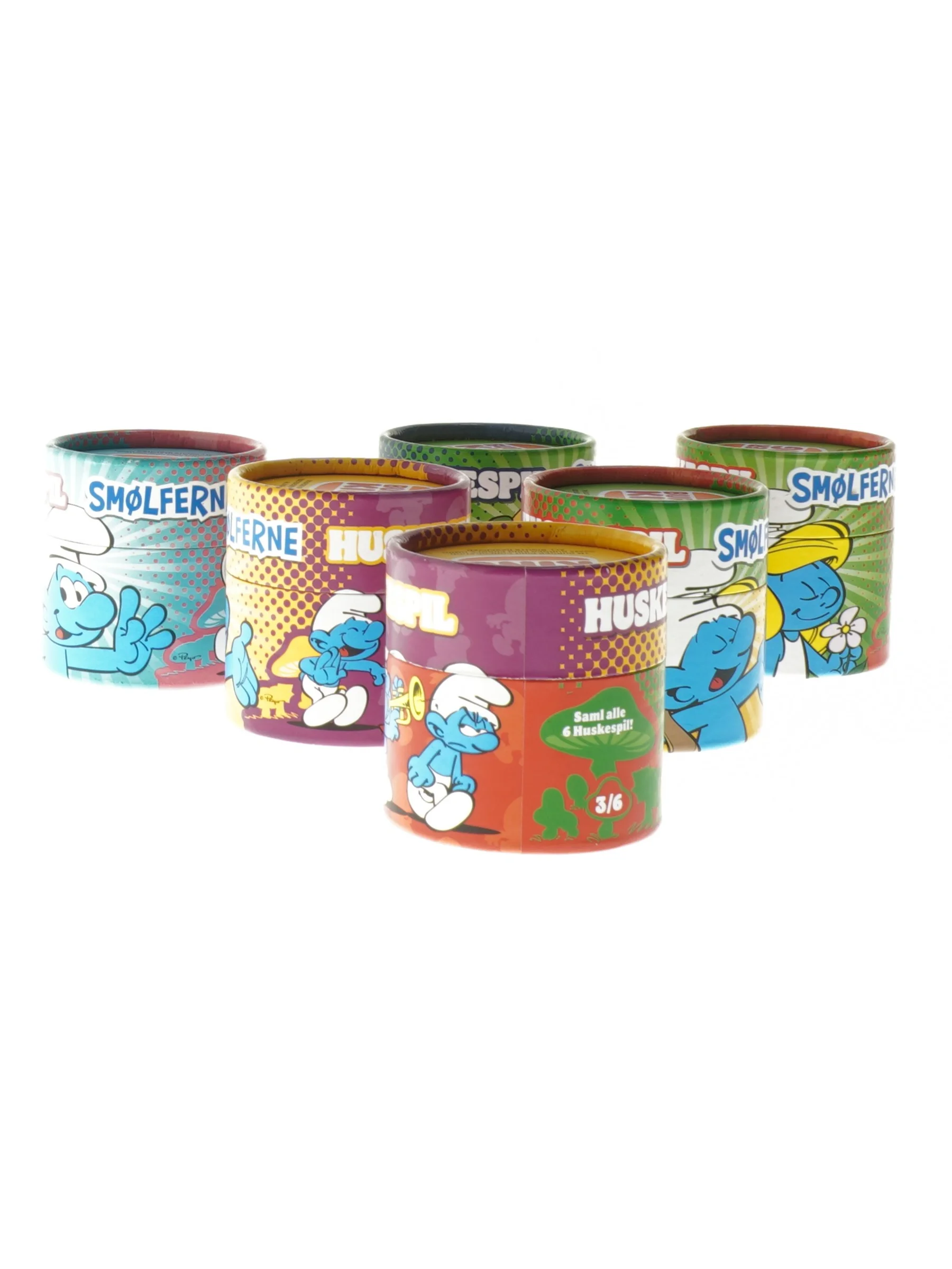 Smølf-verden huskespil fra Burger King (str. 6 stk 6x6 cm)