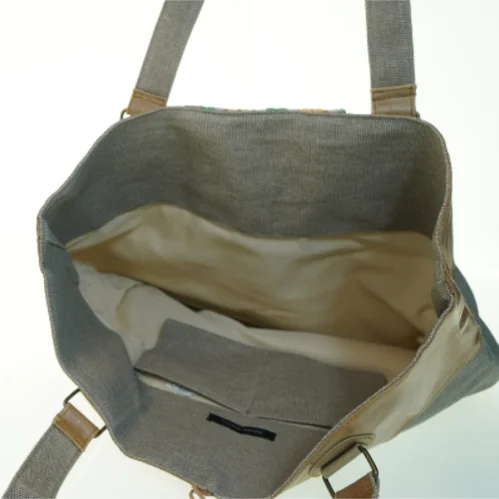 Stof og læder tote taske fra House Docter (str. 34x40 cm)