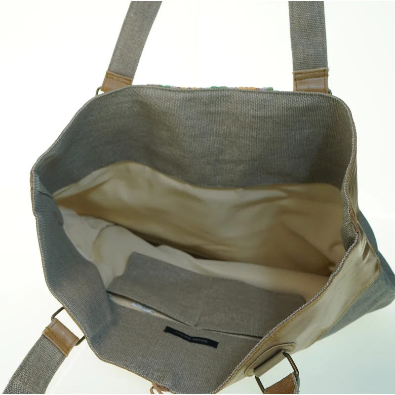 Stof og læder tote taske fra House Docter (str. 34x40 cm)