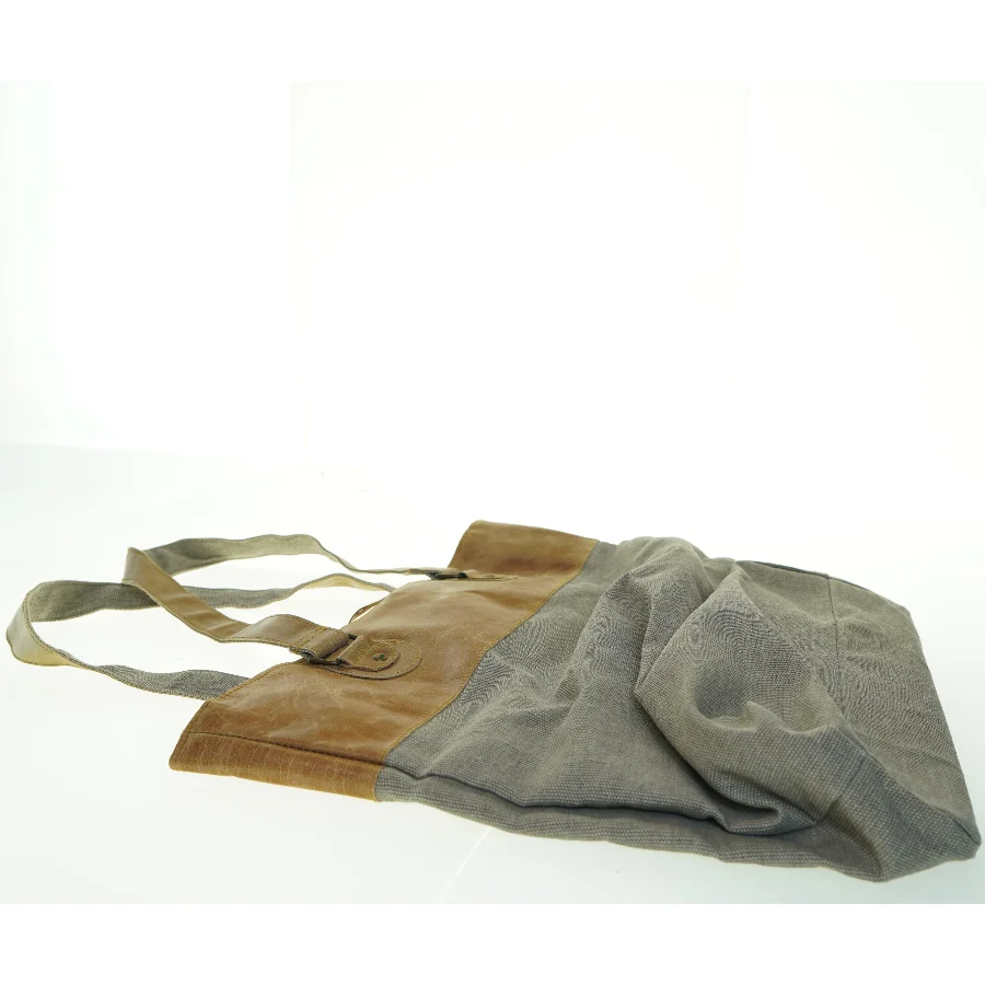 Stof og læder tote taske fra House Docter (str. 34x40 cm)