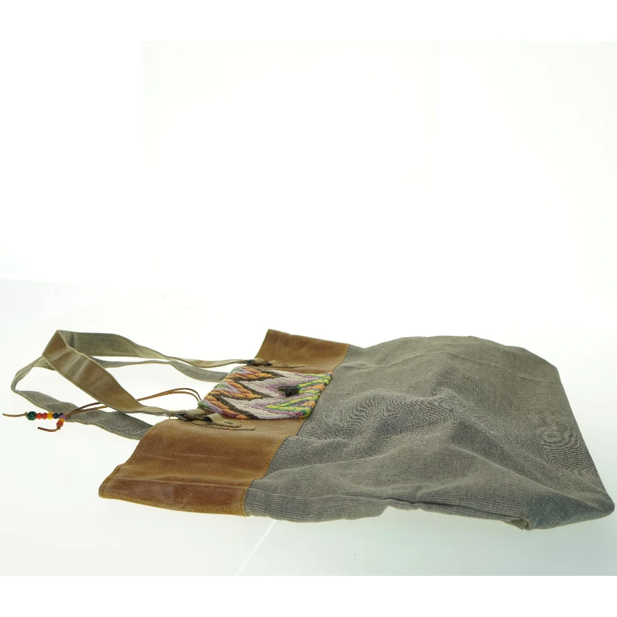 Stof og læder tote taske fra House Docter (str. 34x40 cm)