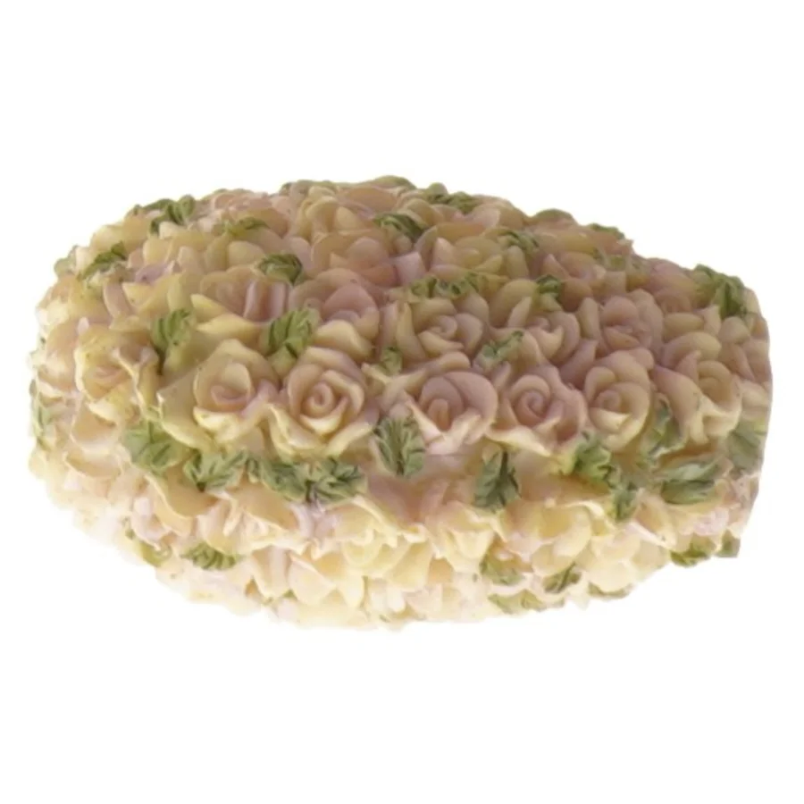 Hjerteformet lysetage med roser (str. 8x8 cm)