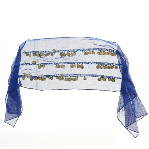 Mavedans tørklæde med mønter (str. 150x35 cm)