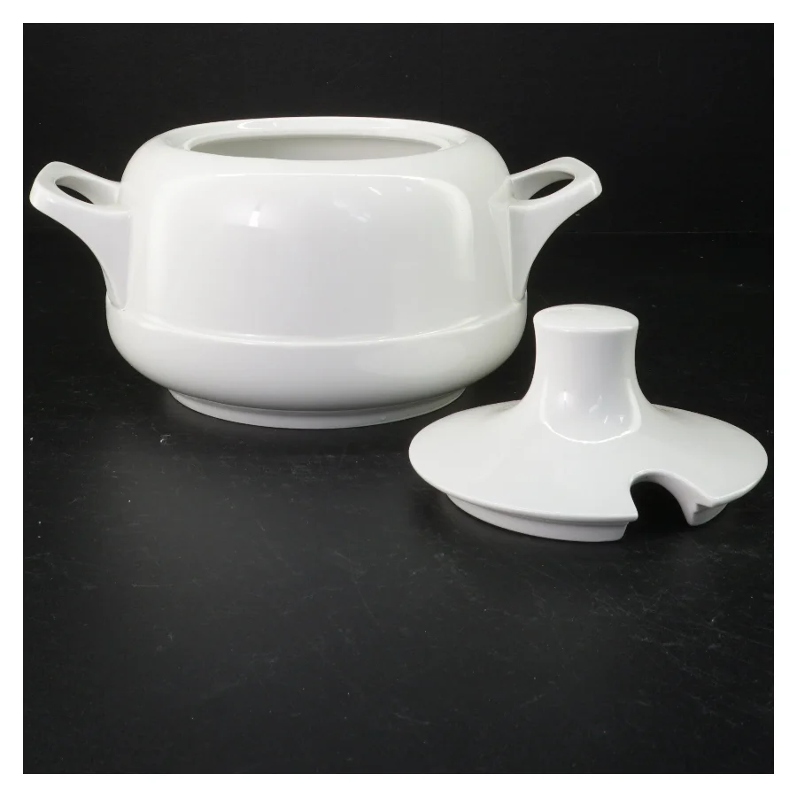 Hvid suppeterrin med låg (str. 25 cm)