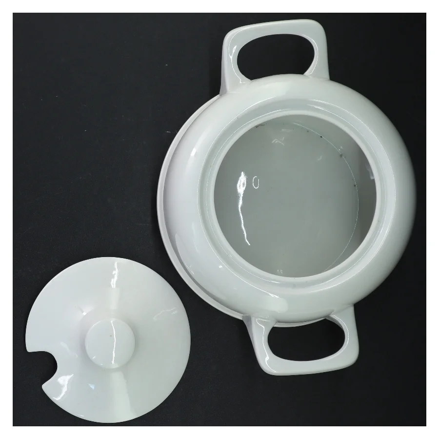 Hvid suppeterrin med låg (str. 25 cm)