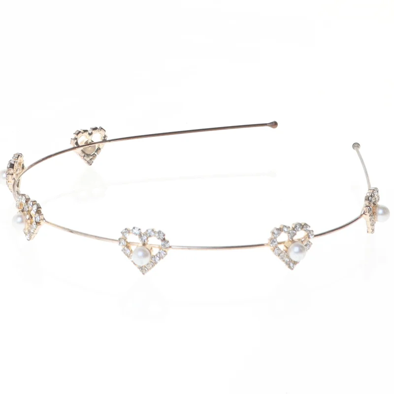 Perle og krystal tiara (str. 12 cm)