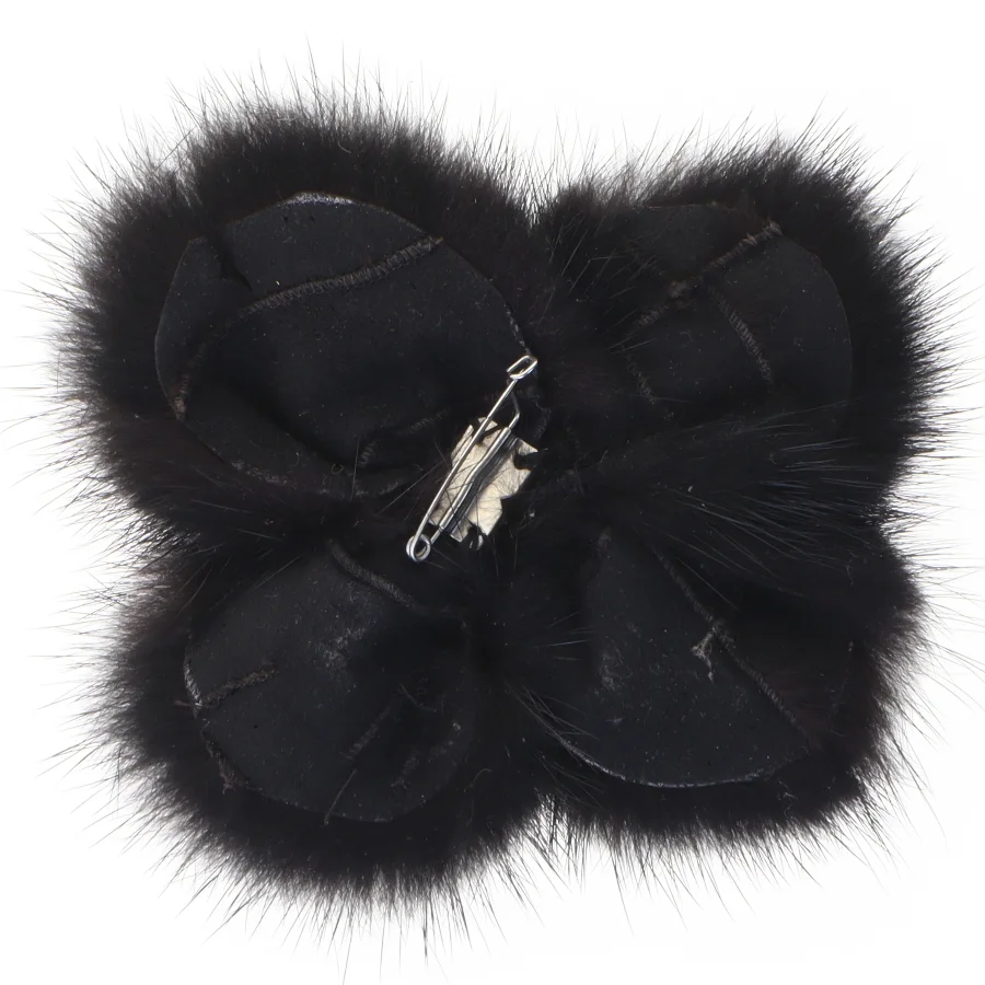 Sort pelsbrosche (str. 10 x 9 cm)