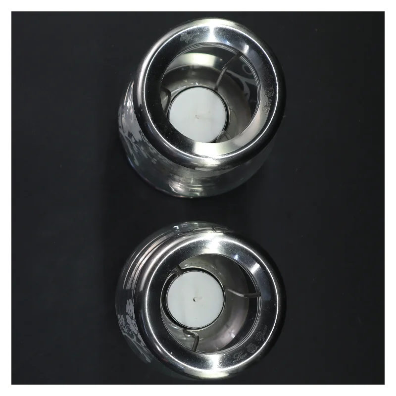 Glas lysestager (str. 20x10 cm)