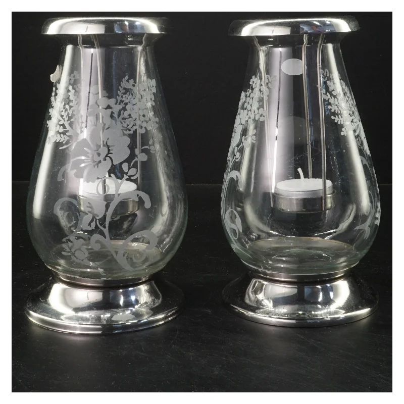 Glas lysestager (str. 20x10 cm)