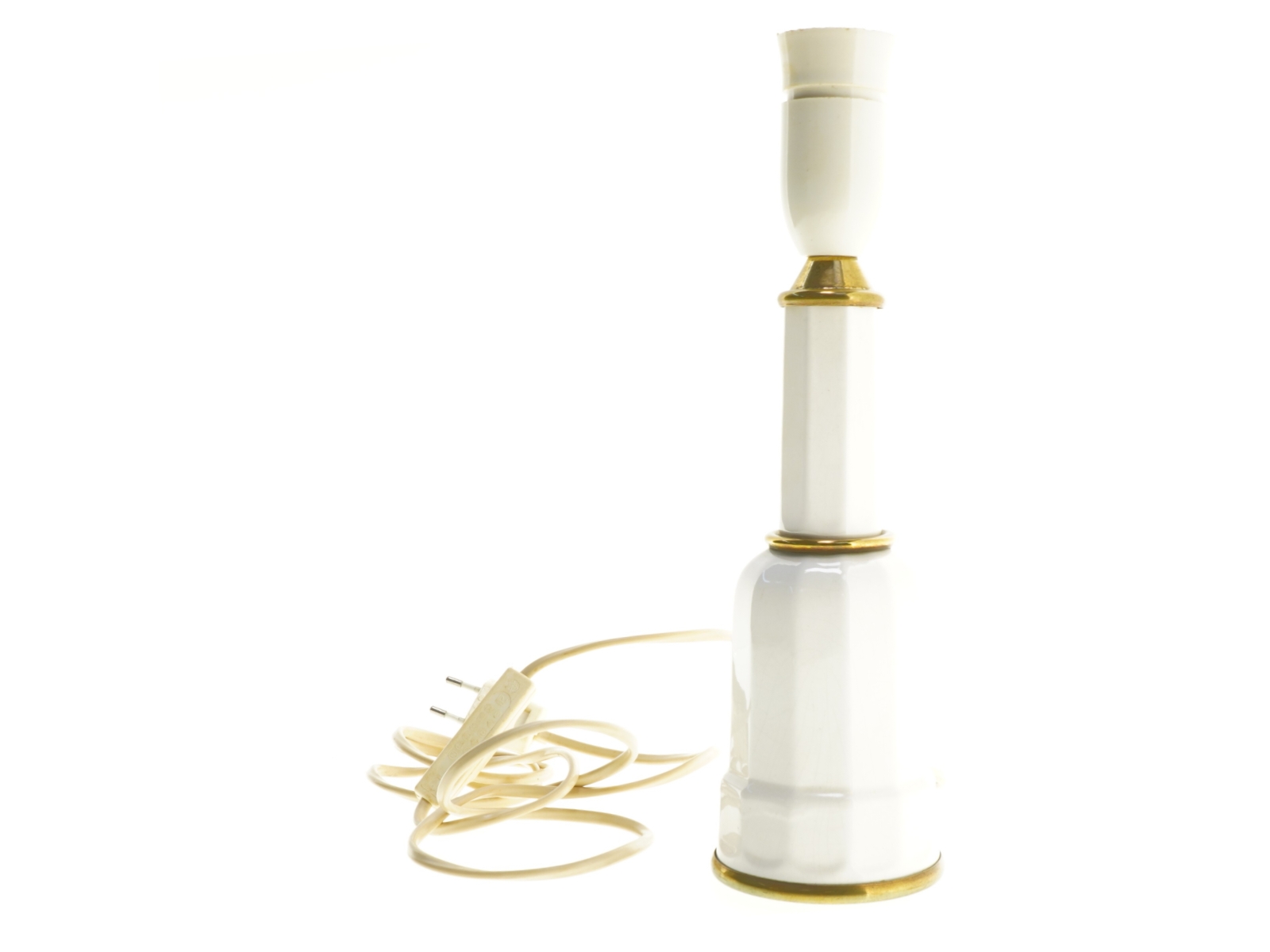 Vintage hvid og guld bordlampe (str. 29 x 9 cm)