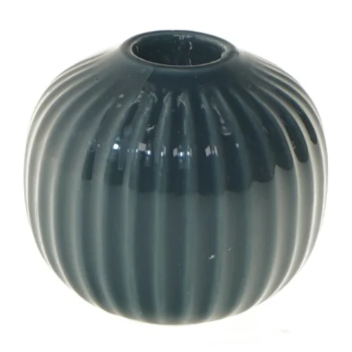 Ribbet keramisk vase (str. 7,5x6,5 cm)