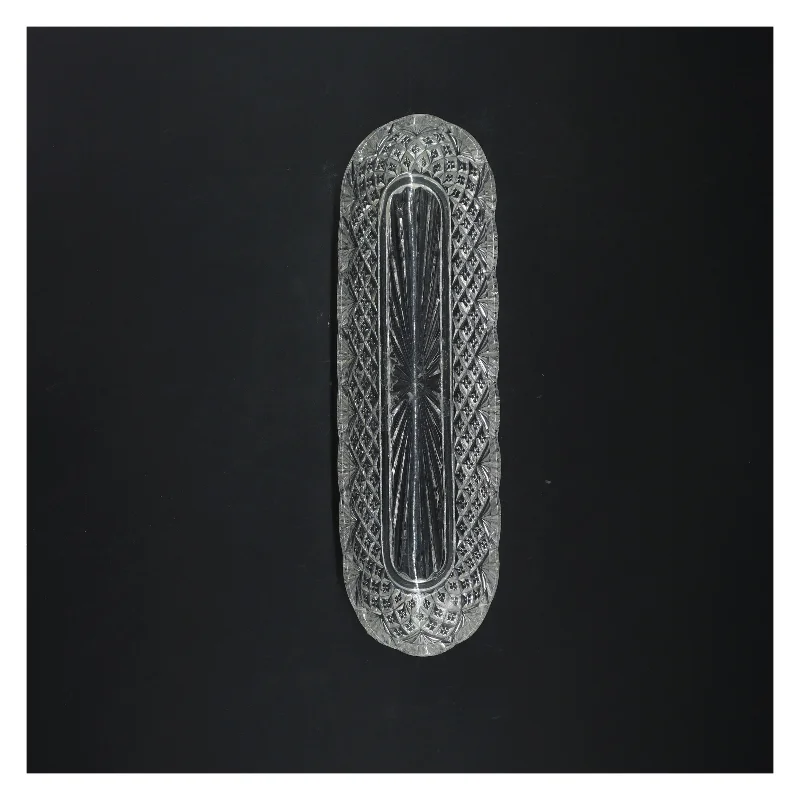 Indgraveret glasfad (str. 26 cm)